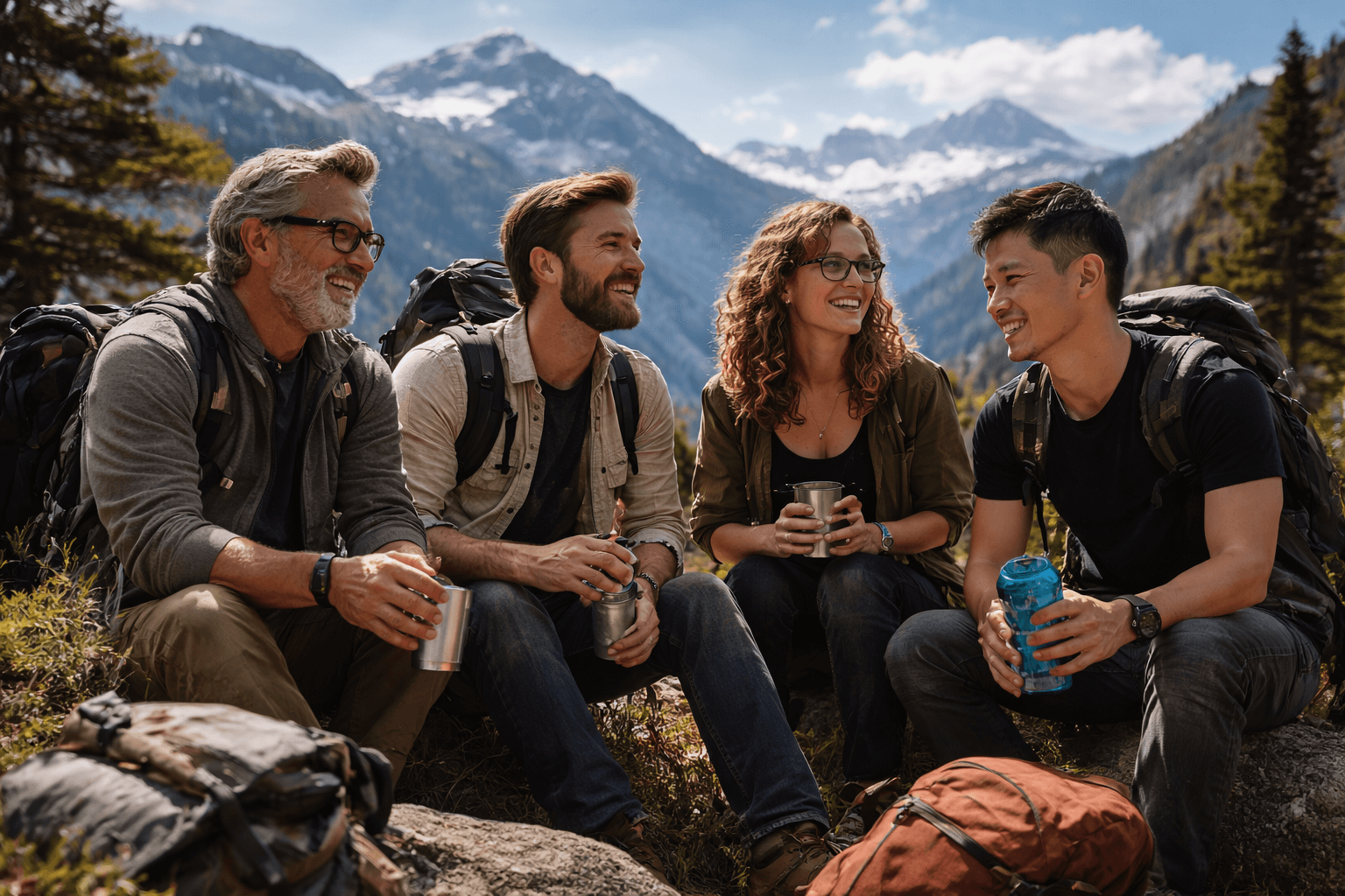 les personnes dans les montagnes